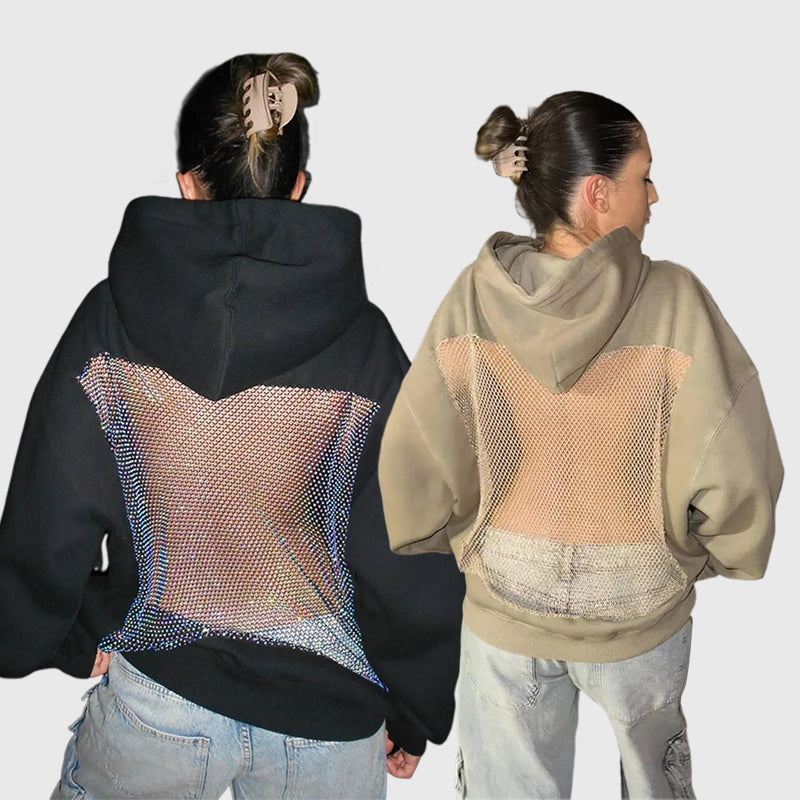 Backstage Crystal-Mesh Hoodie